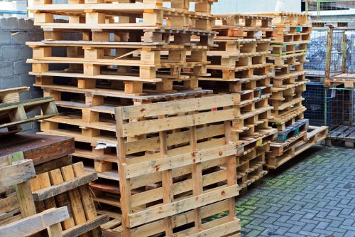 Workers segregating construction waste on site